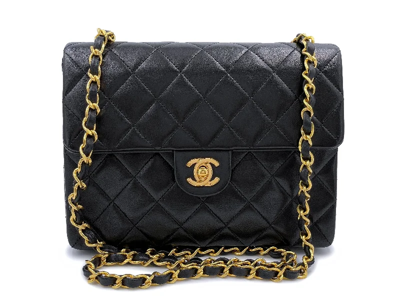 Huge Discounts Pristine Chanel 1989 Vintage Black 20cm Square Mini Flap Bag 24k GHW Lambskin