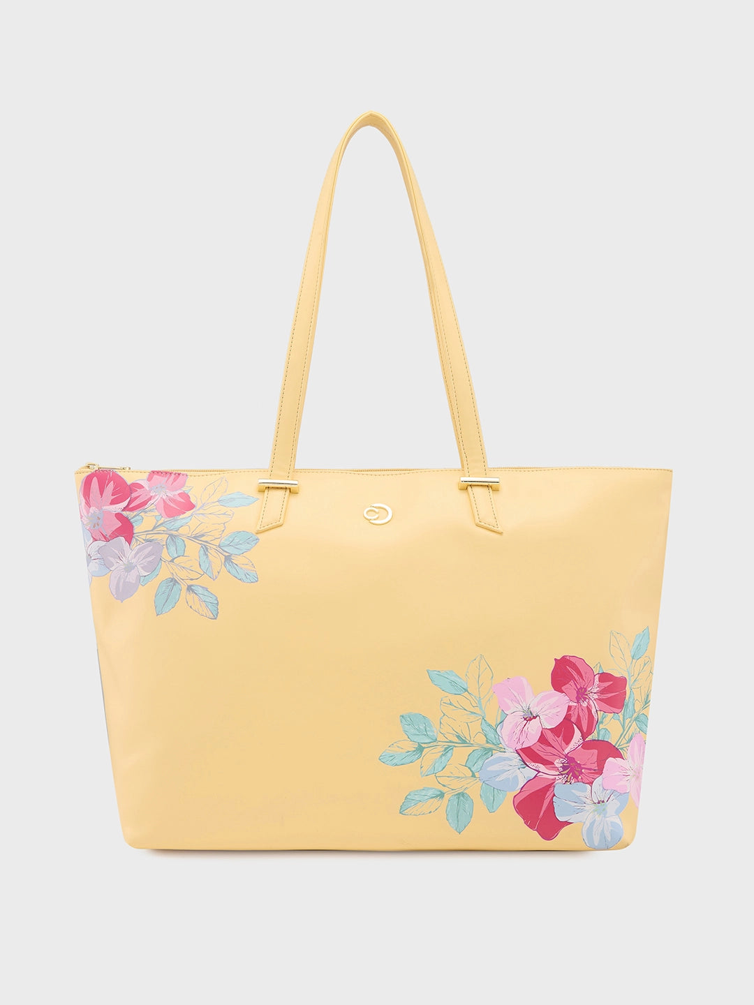 Exclusive Markdowns For A Short Time Caprese Shanaya Tote Large Printed Womens Office Handbag Yellow