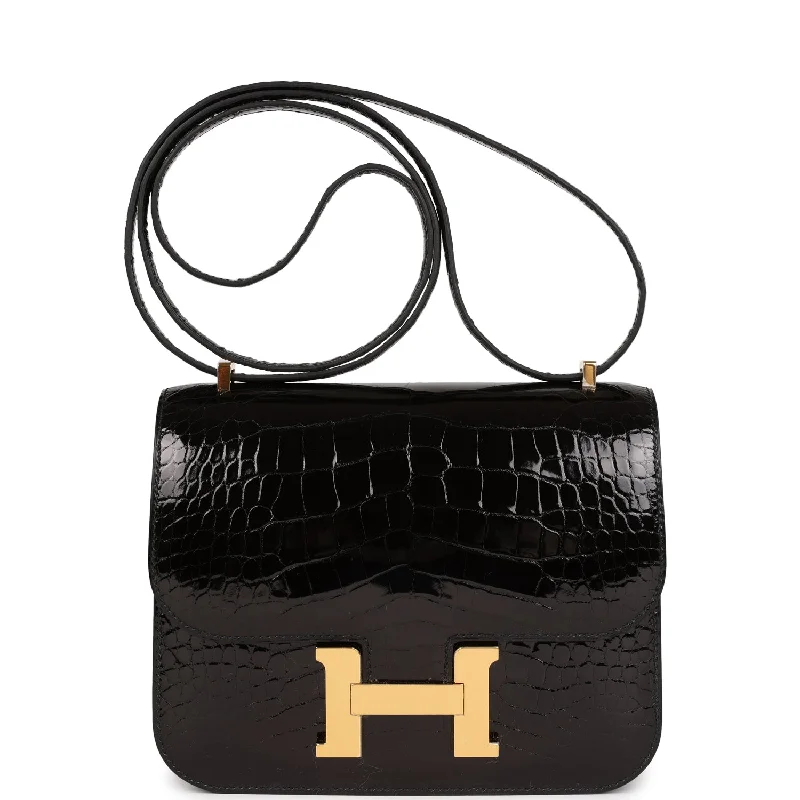 Limited Stock – Hurry Before It'S Gone Hermes Constance 18 Black Shiny Alligator Gold Hardware