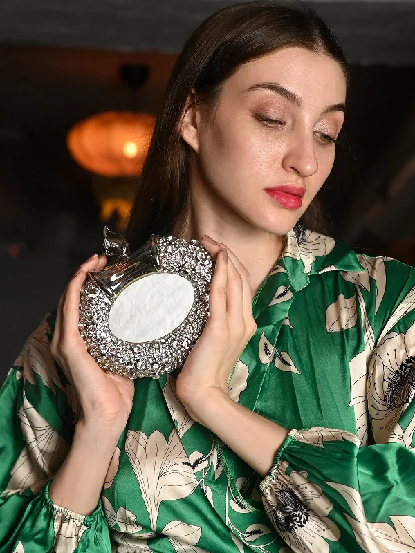 Great Deals Odette Statement Ornate Silver Metal Clutch For Women