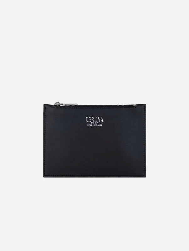 Quick Sale Ora Mini Vegan Grape Leather Zip Pouch | Black