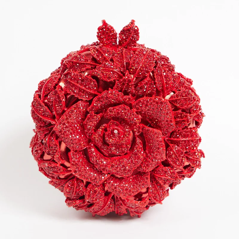 Act Now Red Rose Bloom Crystal Clutch