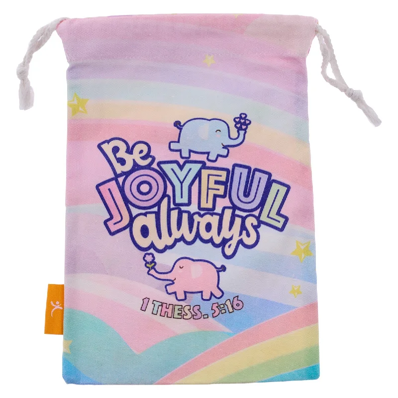 Members Only Be Joyful Always Small Cotton Drawstring Bag - 1 Thess. 5:16