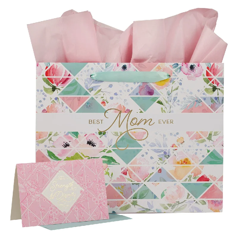 Price Break Best Mom Ever Large Landscape Gift Bag With Card - Proverbs 31:25