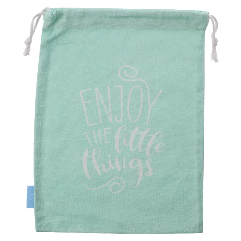 Hurry In Enjoy The Little Things Large Cotton Drawstring Bag