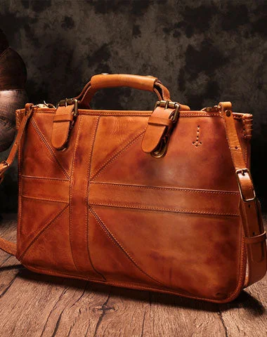 Weekend Discounts to Delight Vintage Brown Leather Mens Briefcase Work Bag Business Bag for men